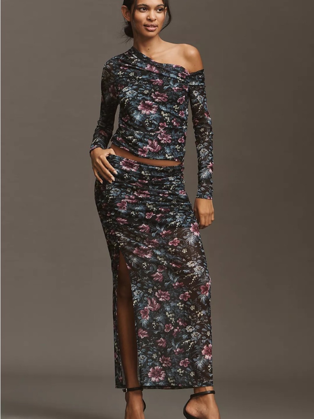ANTHROPOLOGIE MESH LONG-SLEEVE ASYMMETRIC TOP - Picture 3 of 4